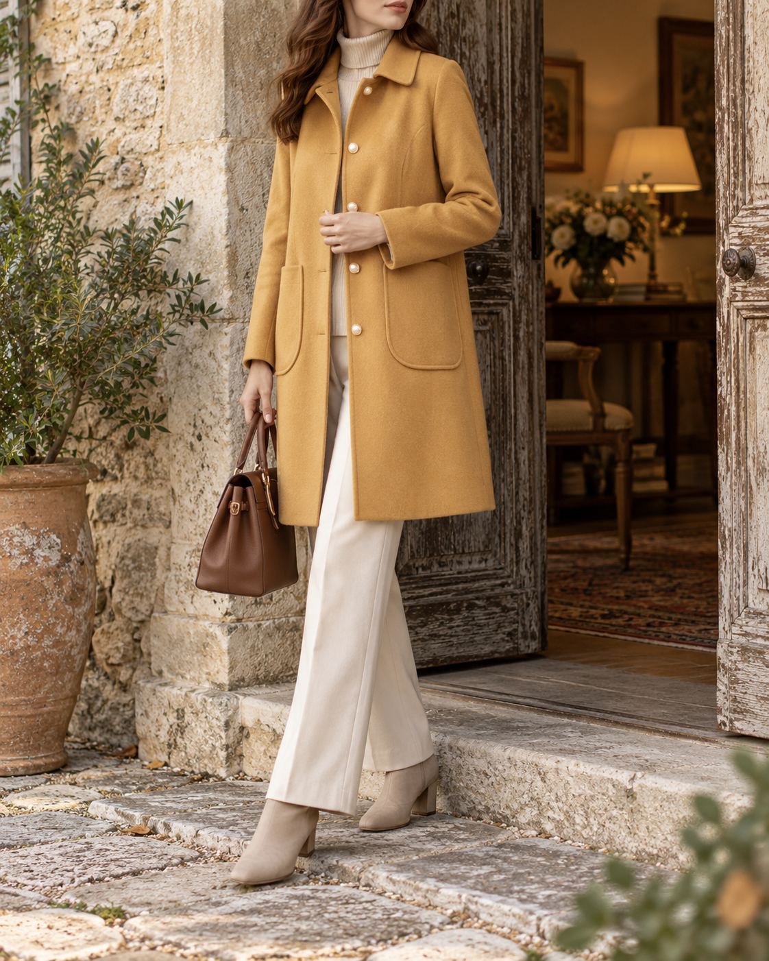 Manteau Élise En Laine À Col Montant