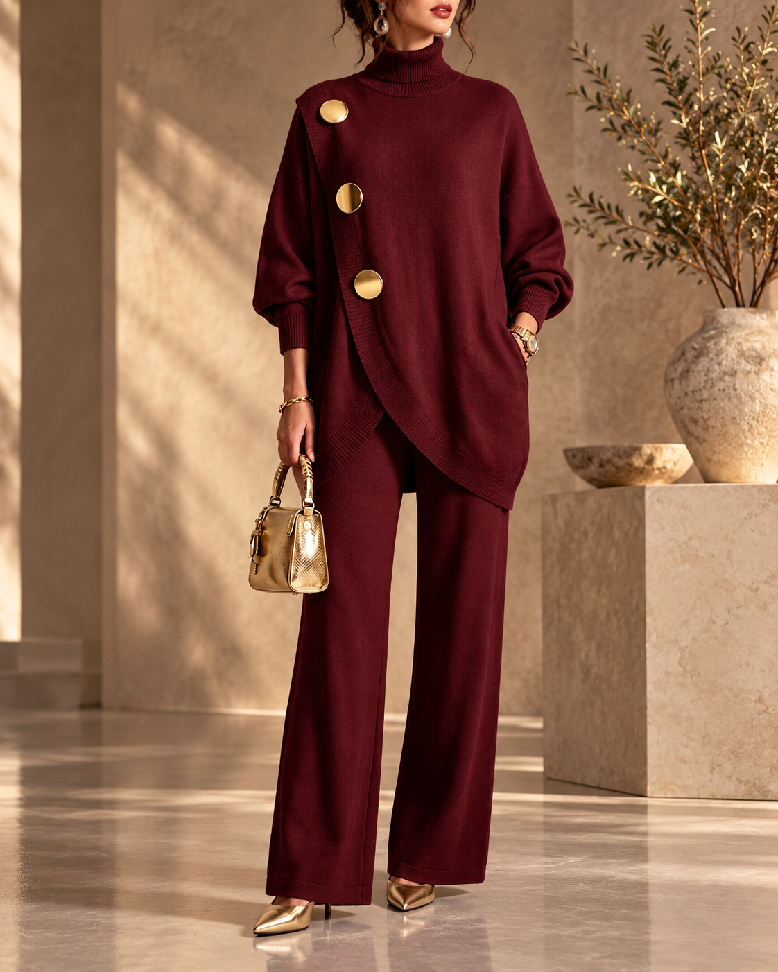 Ensemble Célestine en Maille et Pantalon Large