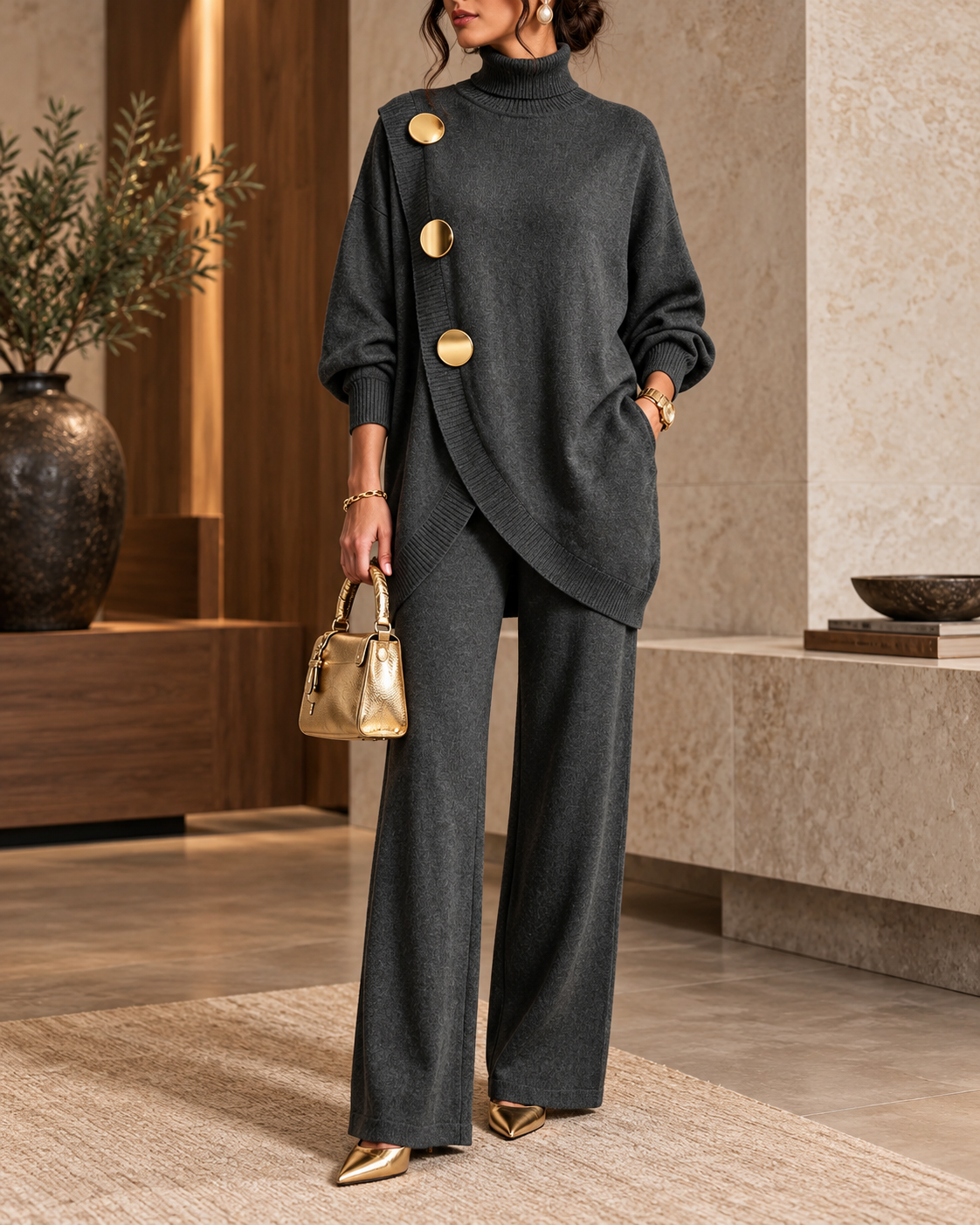 Ensemble Célestine en Maille et Pantalon Large